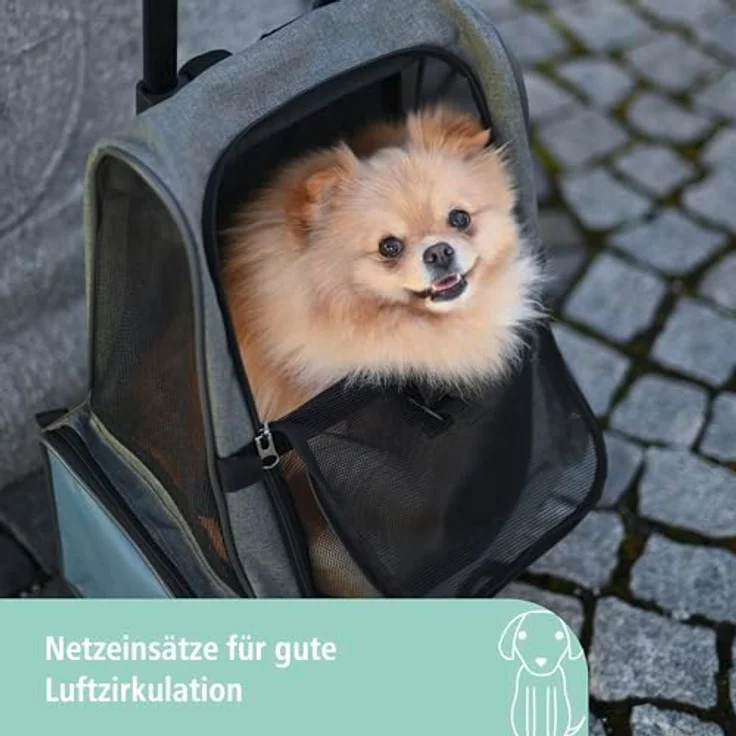 Kerbl Tiertransportbox Kerbl Trolley Vacation, grau/blau, 41x26x55 cm, 80570 - Teleskoparm, verschließbar, inkl. Kurzleine – Bild 3