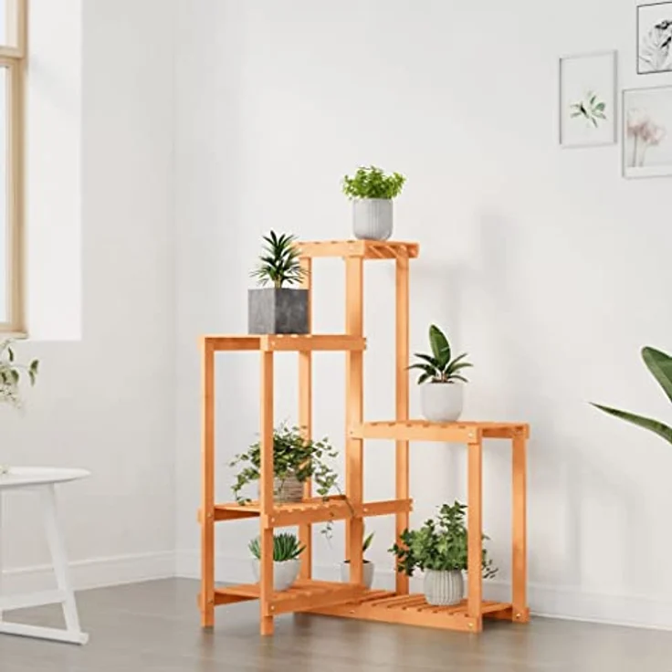 vidaXL Blumenständer, Pflanzständer 62,5x61,5x101,5 cm Massivholz Tanne, Retro-Design, Wandhalterung enthalten – Bild 3