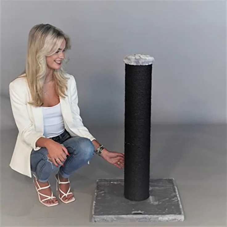 RHRQUALITY Kratzbaum kratzstamm große Katzen stabil XXL Ragdoll Scratcher (Hell Grau, Blackline Stamm) - 15cmØ Sisalstamme, 10KG Total, Quadratische Bodenplatte, für Maine Coons und Ragdolls geeignet