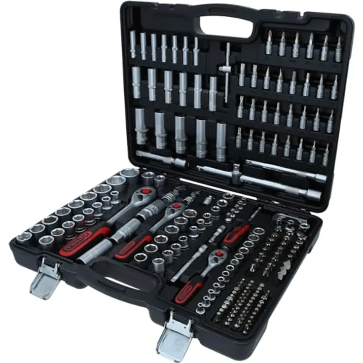 KS Tools Schraubendreher Steckschlüssel-Satz 1/4", 3/8", 1/2", 195 Teile, 6-Kant FlankTraction-Profil, chrom vanadium im Kunststoffkoffer