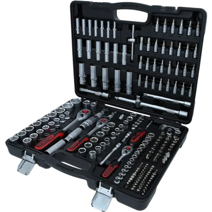 KS Tools Schraubendreher Steckschlüssel-Satz 1/4", 3/8", 1/2", 195 Teile, 6-Kant FlankTraction-Profil, chrom vanadium im Kunststoffkoffer – Bild 1