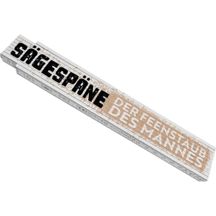 speecheese Sägespäne der Feenstaub des Mannes bedruckter Meterstab aus Holz Zollstock mit lustigem Spruch, Geschenk für Schreiner, 24x3,5 cm, hochwertiges Holz, 10 Gelenke