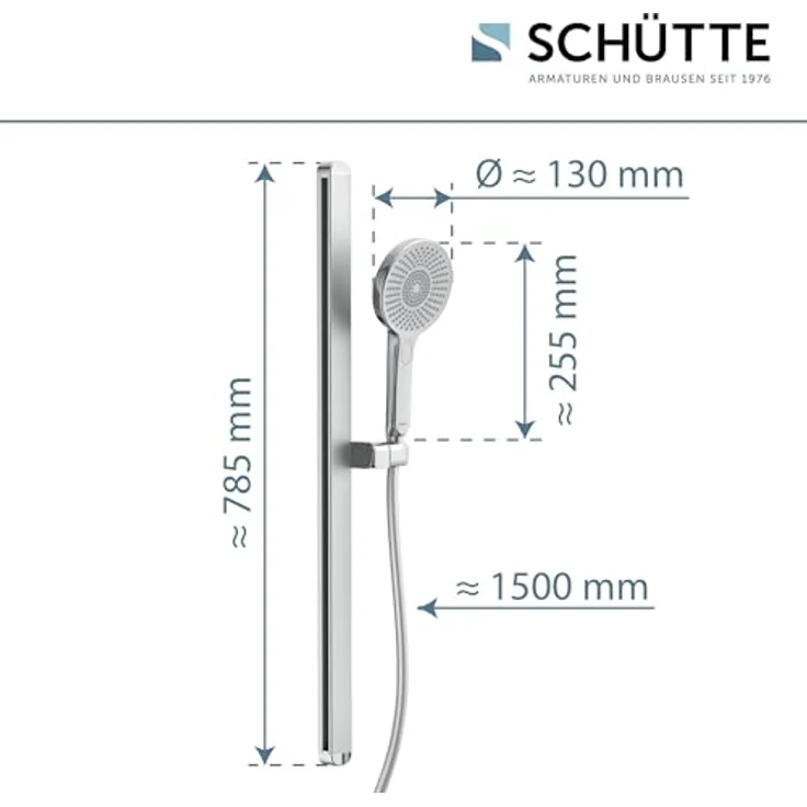 Schütte Stangenbrause-Set KARIBIK, 78,5 cm höhenverstellbar, 3 Strahlarten, Antikalk-Beschichtung, wassersparend, 4-teilig – Bild 5