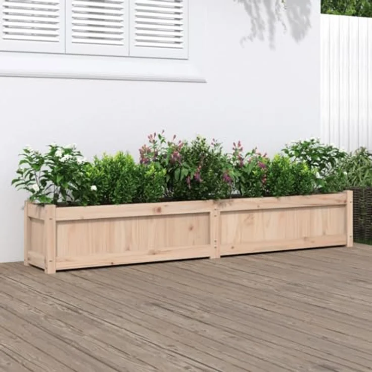 vidaXL Pflanzkübel aus Massivholz Kiefer, Rechteckig mit großem Fassungsvermögen für Garten und Terrasse – Bild 2