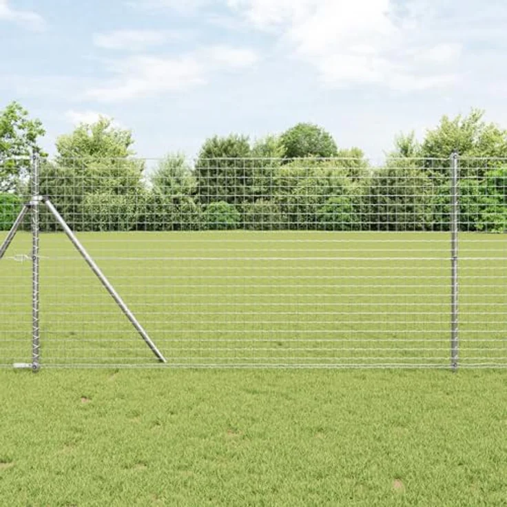 vidaXL Zaunpfosten 7 Stück Ø32 mm 150 cm, Verzinkter Stahl, Silber, Wetterfest und einfach zu montieren – Bild 2