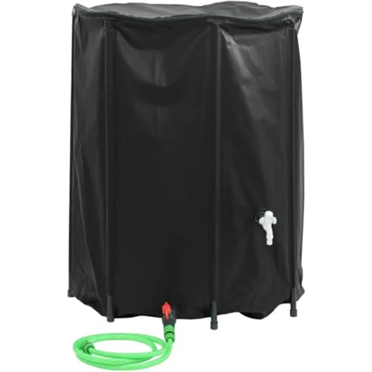 vidaXL Bewässerungssystem Wassertank, faltbar 750 L PVC mit Wasserhahn, schwarz – Bild 1