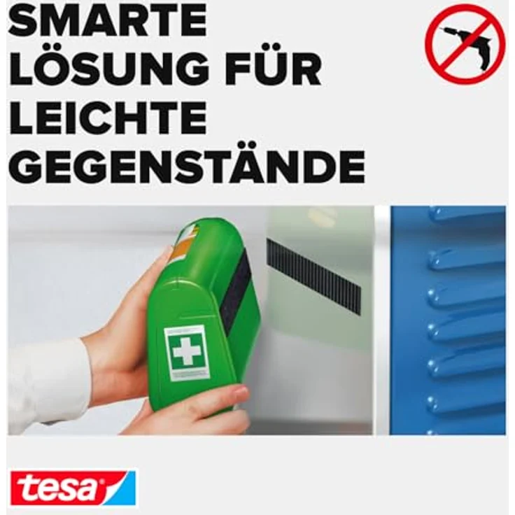 tesa On & Off Klettband zum Aufkleben - Selbstklebendes Klettklebeband zur Befestigung leichter Gegenstände - Weiß, 2 cm x 250 cm – Bild 4