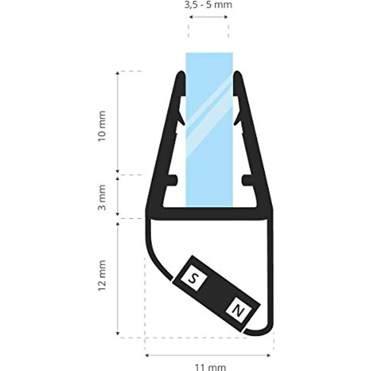 STEIGNER Magnetduschdichtung UKM03, 201cm, für Glasstärke 3,5/4/5mm, 100% wasserdicht, schimmel- und kalkresistent, einfache Montage – Bild 2