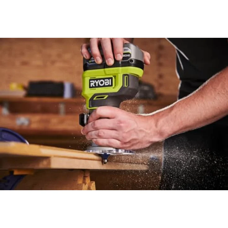 RYOBI 18 V ONE+ Akku-Kantenfräser RTR18-0, mit 6 Geschwindigkeitsstufen und max. Spanndurchmesser 6 & 6.35mm, in grün – Bild 3