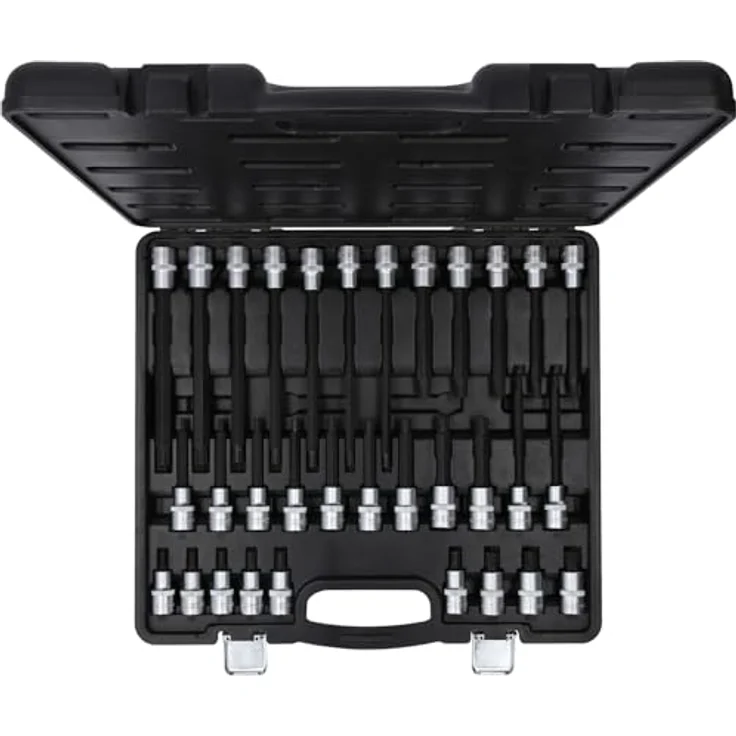 KS Tools 1/2" RIBE® Bit-Stecknuss-Satz, 32-tlg, mit kurzen, langen und extra langen Bit-Einsätzen, Chrom Vanadium im Kunststoffkoffer – Bild 3