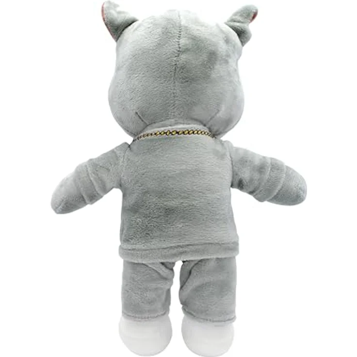 BEMIRO Tierkuscheltier Dikka Kuscheltier Nashorn - ca. 26 cm, kuschelig weich, gestickte Augen, mit Kette im den Hals, bekannt aus dem Fernsehen – Bild 3