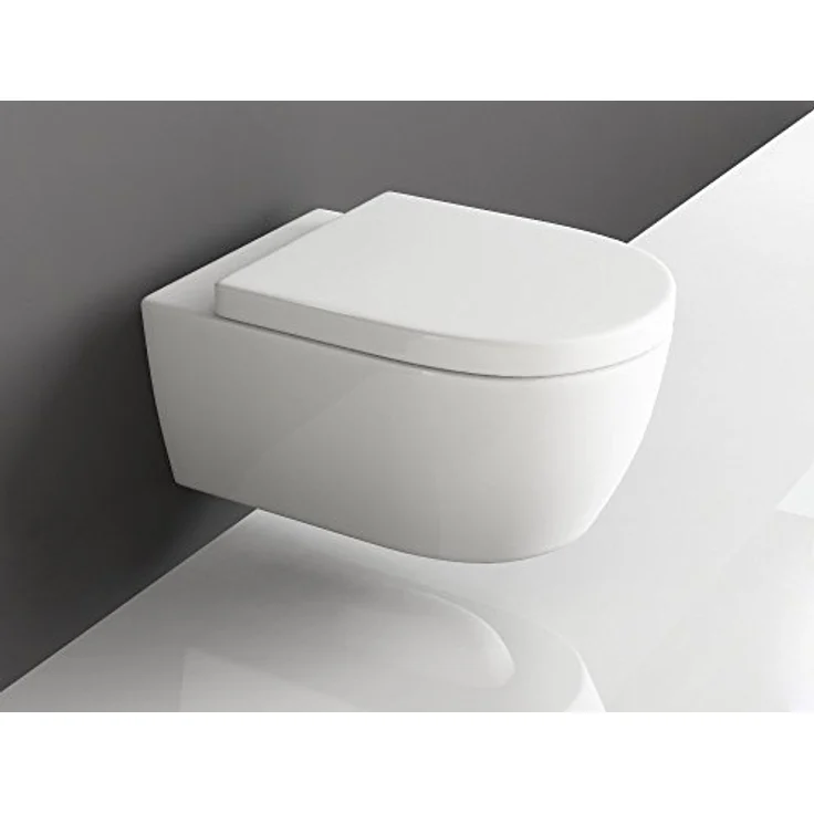 SSWW Hänge Wc Spülrandlos Toilette inkl. Wc Sitz mit Softclose Absenkautomatik + Abnehmbar, weiße Nanoversiegelung – Bild 4