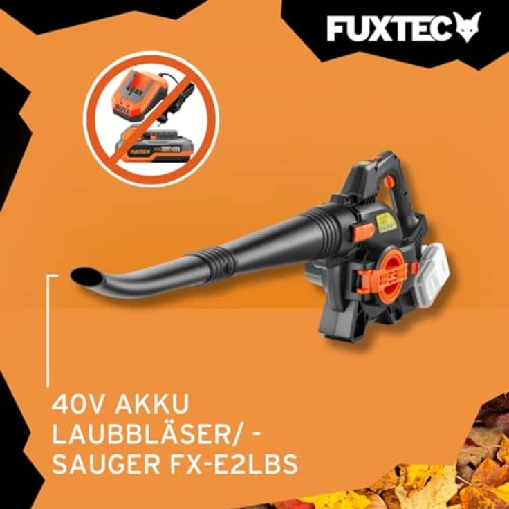 FUXTEC FX-E2LBS 2in1 Akku Laubbläser und -sauger, 40 Volt, 685,1 m³/h, inkl. Laubfangsack, ergonomischer Griff, ohne Akku/Ladegerät – Bild 2