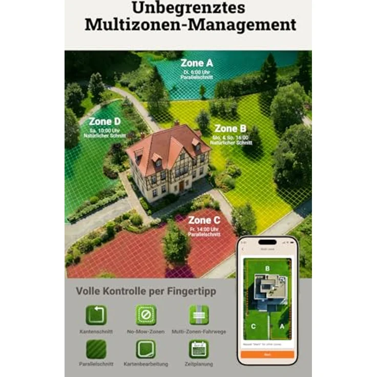 Worx Landroid Vision Cloud 4WD WR340E, Mähroboter für bis 600 m² mit Allrad-Antrieb, RTK Cloud Positionierung und Auto-Kartierung – Bild 7