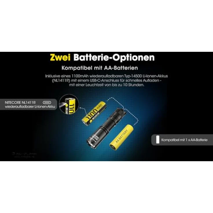 "Nitecore LED Taschenlampe MT1A PRO 800 Lumen - EDC-Taschenlampe, USB-C aufladbar, IP68 wasserdicht, kratzfeste Linse" – Bild 5