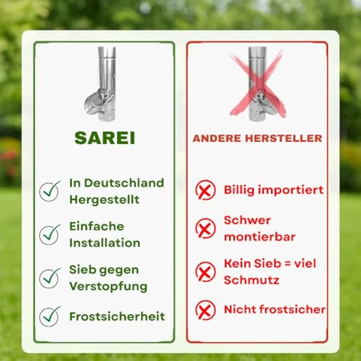 SAREI Regenrohrklappe Verzinkt DN 100, Regenwasserklappe mit integrierter Siebfunktion, wetterfest und korrosionsbeständig – Bild 3