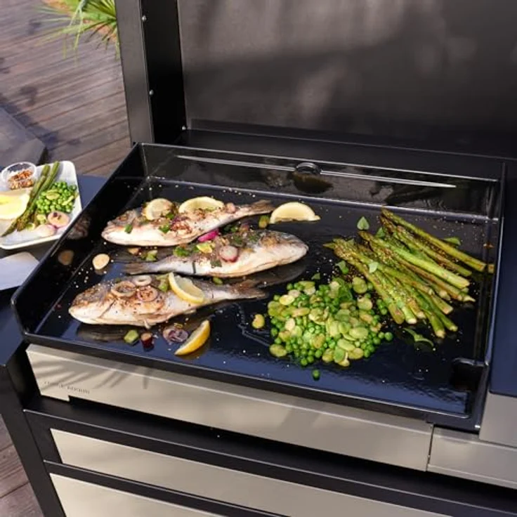 Forge Adour Premium G60 A, Gasgrill mit 5300 W, 2 Brenner, emaillierte Gusseisenplatte, 58,5 x 40,5 cm, für 10 Personen, Butan/Propan – Bild 3
