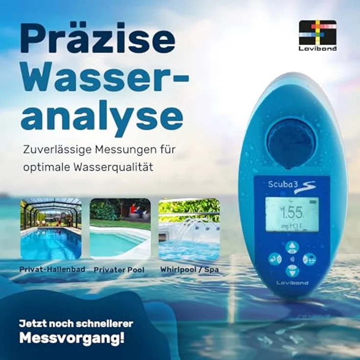 Lovibond Scuba 3s, smarter elektronischer Pooltester mit NFC-Technologie und App-Kompatibilität, speichert bis zu 100 Datensätze – Bild 2
