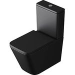 doporro Stand-WC mit Spülkasten komplett S112T schwarz matt inkl. Softclose Absenkautomatik 36x63x82cm Stand-Toilette schwarz matt spülrandlos