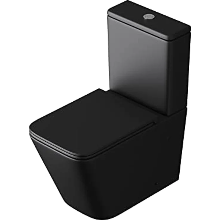 doporro Stand-WC mit Spülkasten komplett S112T schwarz matt inkl. Softclose Absenkautomatik 36x63x82cm Stand-Toilette schwarz matt spülrandlos – Bild 1