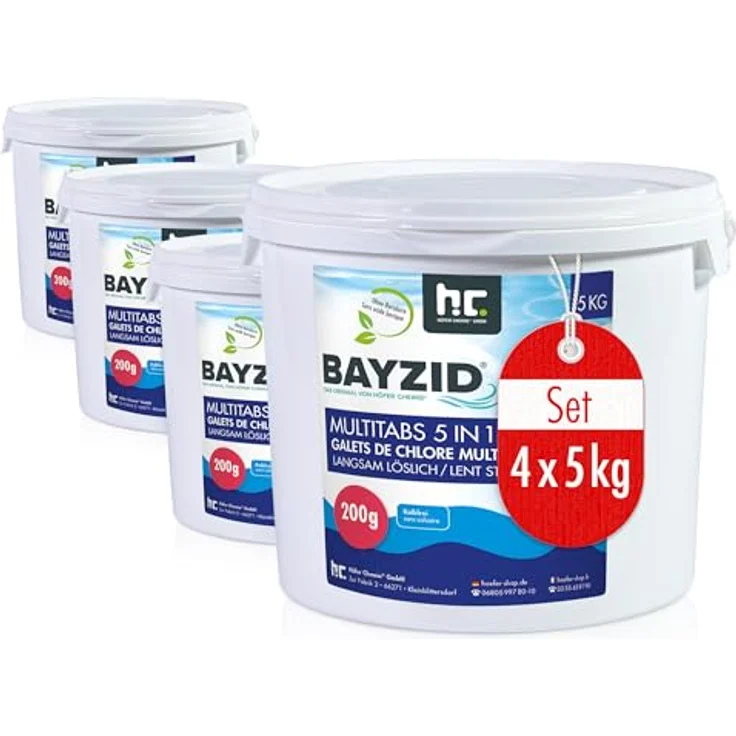 4 x 5 kg BAYZID Multitabs 200g 5in1 für Pools – Bild 2