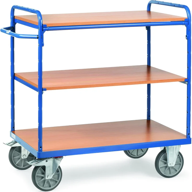 Fetra Etagenwagen 8100, Transportwagen aus geschweisstem Stahlrohr, 90 kg Tragkraft, blau