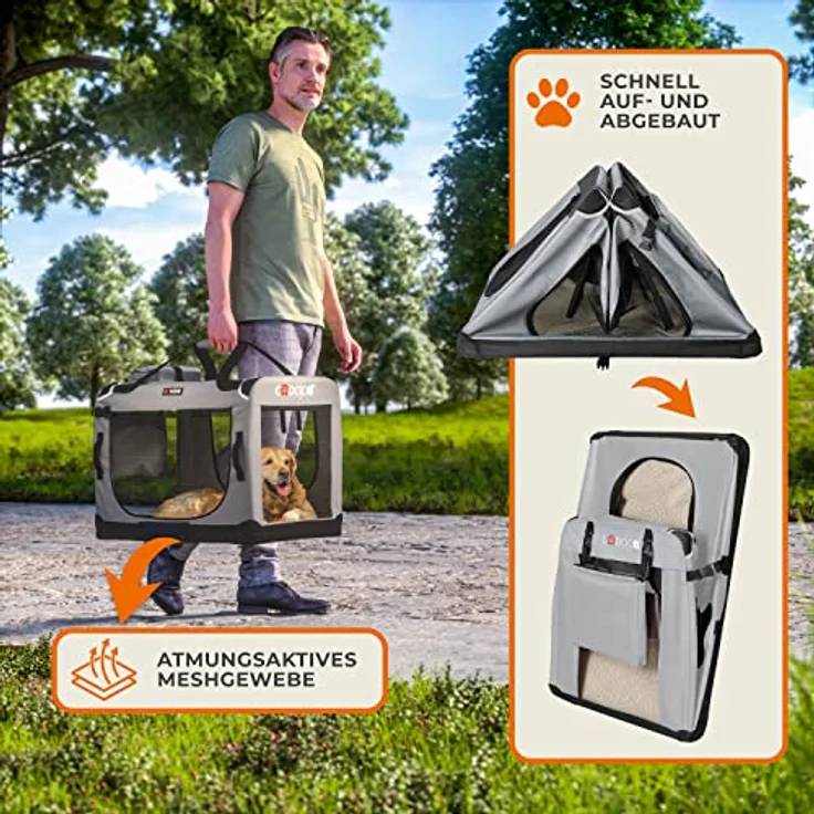 Cadoca Hundetransportbox faltbar Größe XXXL Grau – Bild 4