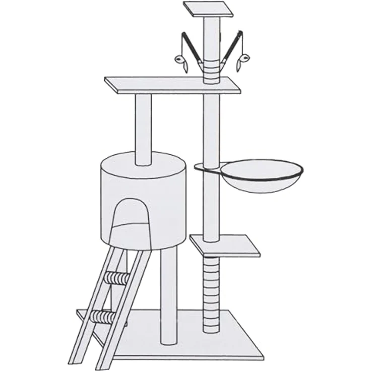 SPRINGOS Kratzbaum Liegemulde Aussichtsplattformen Katzenhöhle 145 cm, Graphit – Bild 5