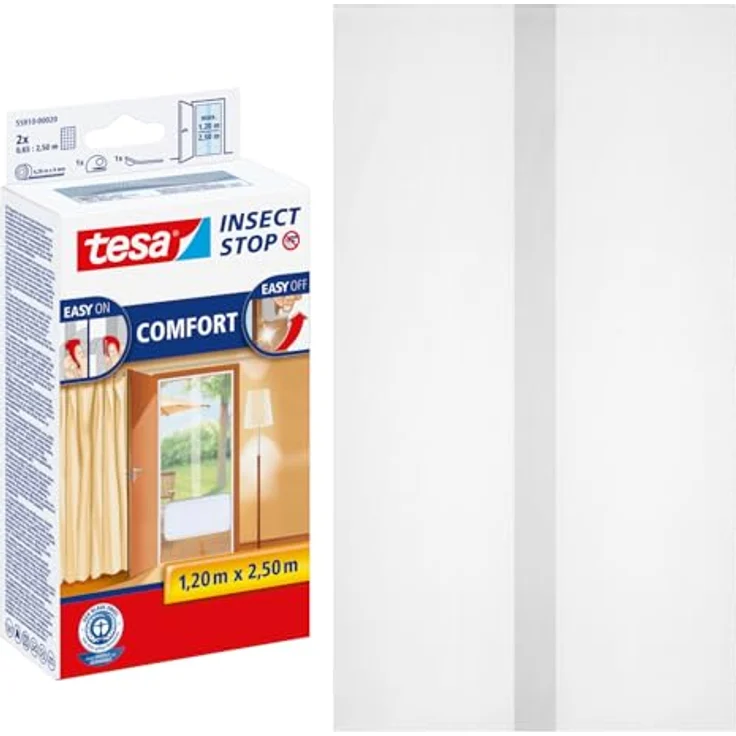 tesa Fliegengitter COMFORT für Türen, 2 x je 0,65 m x 2,50 m 4042448858849 – Bild 2