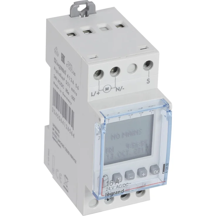 Legrand AlphaRex³ D21, Digitale Astrozeitschaltuhr mit 56 programmierten Schaltprogrammen, 24 V, Hutschienenmontage, Farbsperre, Hintergrundbeleuchtung und PC-Programmierung
