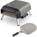 Tefal Pizzaofen JM4130 Pizza Pronto, Gas-Pizzaofen mit drehendem Pizzastein und Pizzaschaufel, Edelstahl-Finish