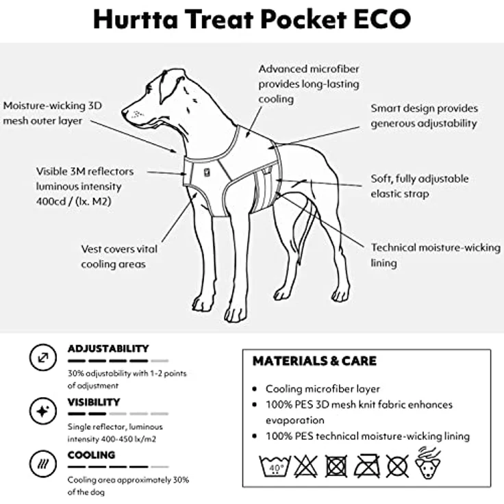 Hurtta Cooling Wrap Kühlweste für Hunde Kühljacke Hund Hundekühlweste Kühlendes Hundegeschirr Dog Cooling Vest Pet Cooling Vest Kühljacke für Hunde Gelb 45-55cm – Bild 2