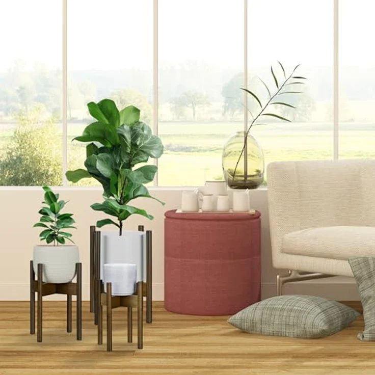 relaxdays Blumenständer Pflanzenständer 3er Set, Braun, Größe M / L / XL, modern und stabil – Bild 5