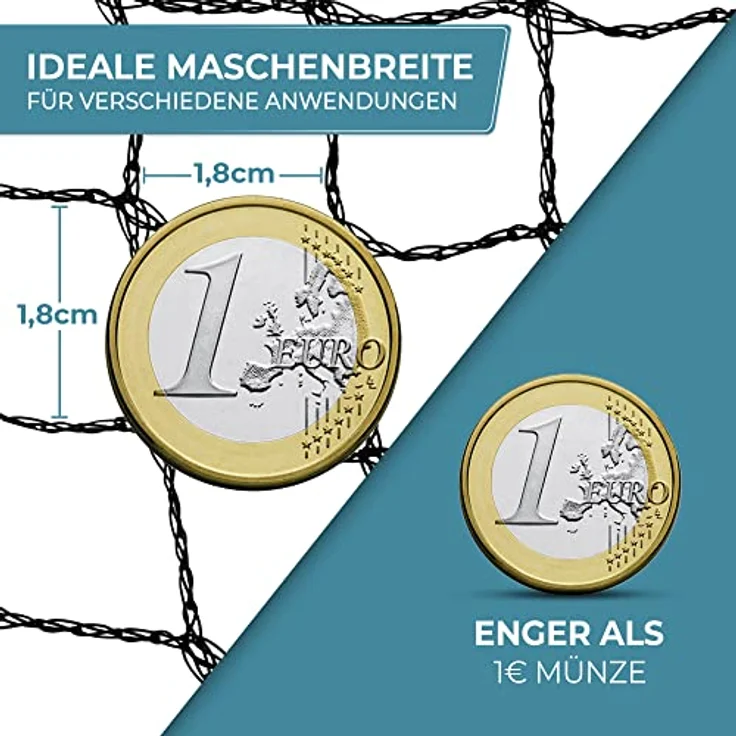 Xcelenze Teichnetz 4x10m, feinmaschig (18x18mm), robust, witterungs- & UV-beständig, Schwarz | Vogelnetz, Laubnetz, Obstbaumnetz, Taubennetz, geeignet für Garten & Balkon – Bild 3