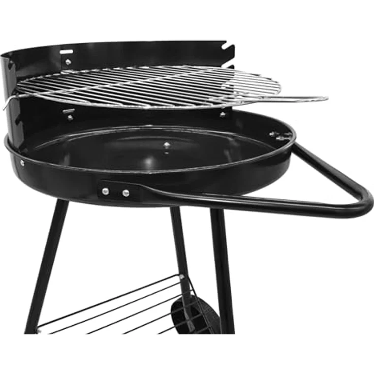 Spetebo BBQ Grillwagen, mobiler Holzkohle Standgrill mit verstellbarem Edelstahl-Rost, 68 x 42 cm, schwarz/silber, mit Rädern und Windschutz für Camping und Garten – Bild 4