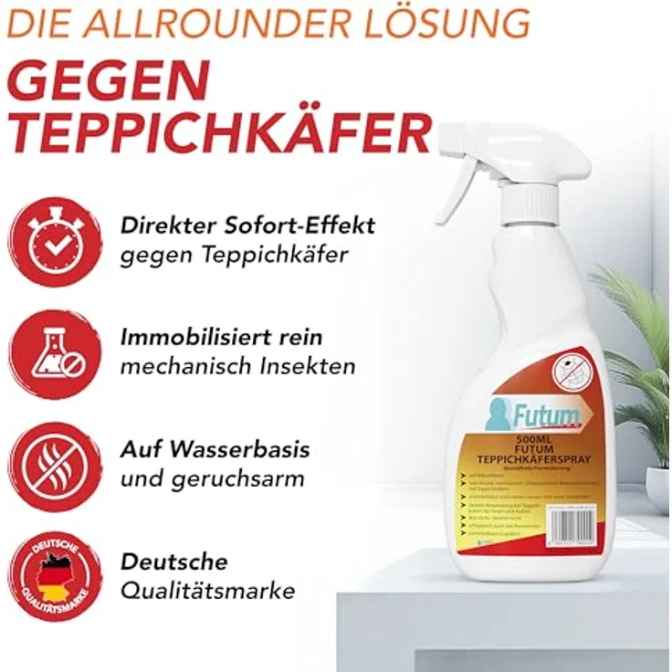 FUTUM Teppichkäferspray, biozidfreie Formel auf Wasserbasis, geruchsarm, 30 l, Käfer Abwehr – Bild 3