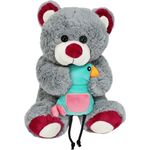 BEMIRO Tierkuscheltier Teddybär "Dieter" grau mit Vogel in Händen - ca. 28 cm