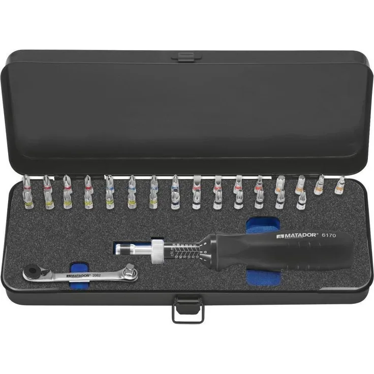 Matador Drehmomentschlüssel, 32-teiliges Werkstatt Drehmoment-Schraubendreher-Set, 1/4" Antrieb, präzise Drehmomentkontrolle von 0,1 bis 1,2 Nm