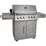 Mayer Barbecue ZUNDA Gasgrill MGG-342 Master mit Backburner u. Seitenbrenner Grillstation, 100% Edelstahl, Grillfläche 70 x 45 cm, inkl. Drehspieß (220 V) u. Schutzhülle