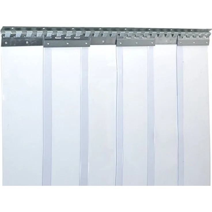 Zettl GmbH PVC Streifenvorhang Lamellen 2x200mm Höhe 2,5m x Breite 0,90m, transparent, fertig vormontiert, verzinkt, Stallvorhang, PVC Lamellenvorhang