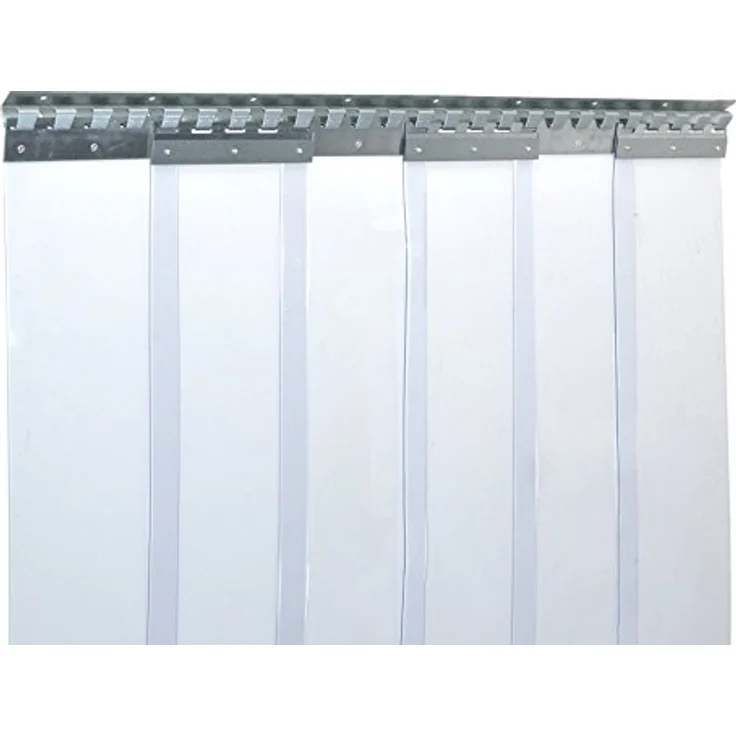 Zettl GmbH PVC Streifenvorhang Lamellen 2x200mm Höhe 2,25m x Breite 1,50m, fertig vormontiert, verzinkt, Stallvorhang, PVC Lamellenvorhang, transparent – Bild 1