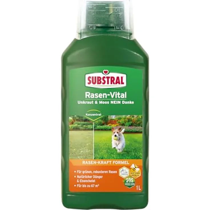 Substral Rasen-Vital, 1L, SOS Sofort-Hilfe für schnelles Grün, mit Rasen-Kraft-Formel, 67qm