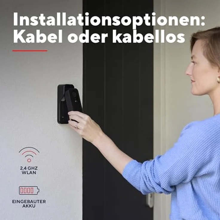 Trust Wi-Fi Video Türklingel mit Chime, 2K HD 3MP Weitwinkel, smarte kabellose Video Doorbell mit 30 Melodien, wiederaufladbar über USB-C, Nachtsicht, wasserdicht, schwarz – Bild 3