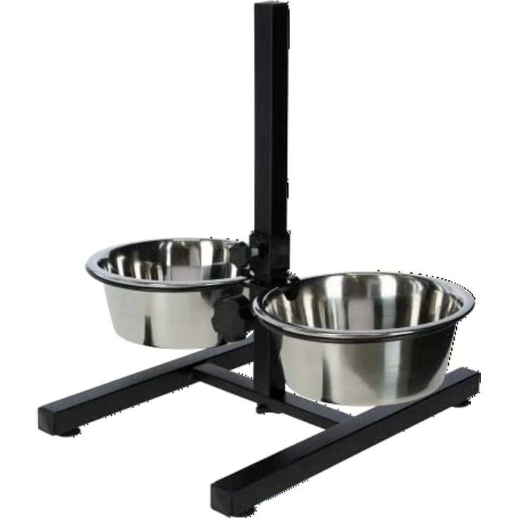 Kerbl Pet Futterbar inklusive Edelstahlnäpfe, stufenlos verstellbarer Hunde Fressnapf, 2 x 1800 ml, Höhe 43 cm, Schwarz – Bild 4