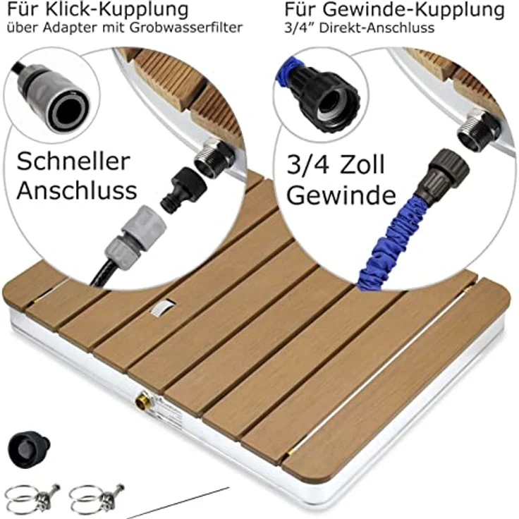 @tec Gartendusche MyGarden Bodendusche aus WPC, eckig, 70x55cm, mit 22 Wasserdüsen und regulierbarer Fontänenhöhe – Bild 3