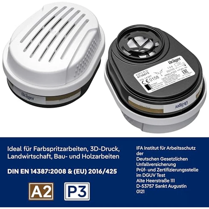 Dräger X-plore 3300 Maler Halbmasken-Set inkl. A2 P3 Kombi-Filter , Größen S-M-L , gegen Gase, Dämpfe, Fein-Staub und Partikel , Größe M – Bild 8