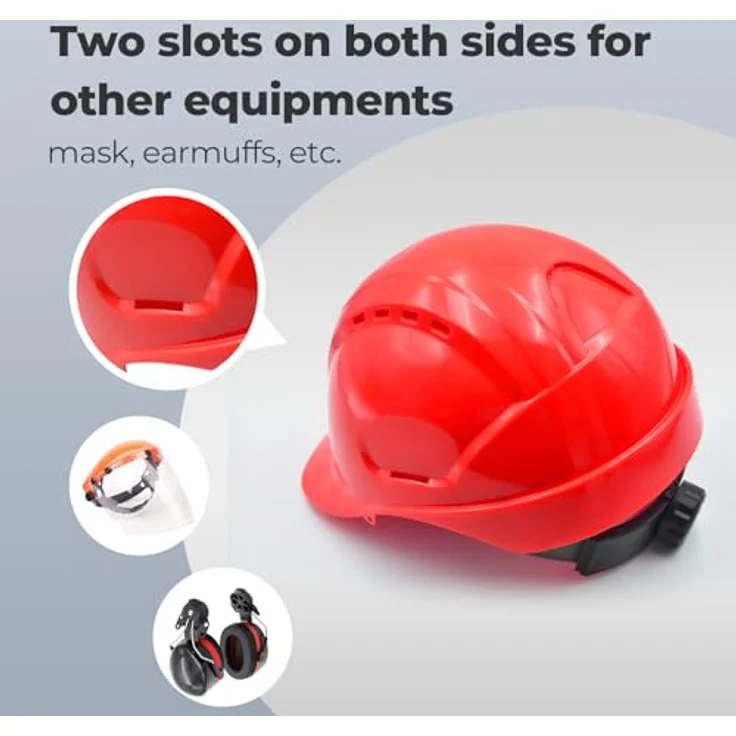 Mustbau GM-16 Bauhelm mit Kinnriemen und 6-Punkt-Gurt, verstellbar 52-66cm, EN 397 - Schwarz – Bild 5