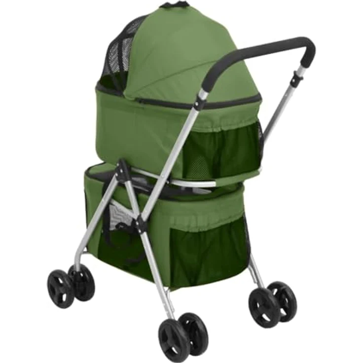 vidaXL Hunde-Transportbox Hundewagen für 2 Hunde Faltbar Grün 83x48x97 cm Oxford-Gewebe – Bild 5