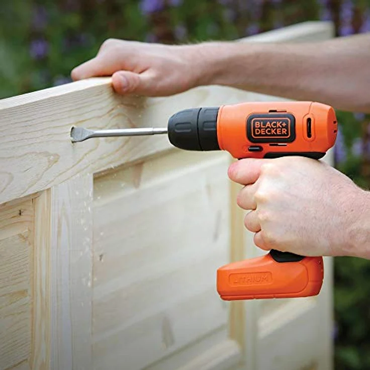 Black+Decker Ultra-Kompakt-Bohrer, Akkubohrer (7.2V, 1.5Ah Li-Ion Akku, 10mm Schnellspannbohrfutter, Griffgummierung, leichtes Kompaktdesign, Akku, 600mA USB Ladekabel, integrierter Akku) BDCD8 – Bild 2