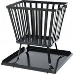 TAINO Feuerkorb Eckig mit Funkenschutz Unterlage Stahl Schwarz, Garten Outdoor Feuerstelle 45x45x44 cm